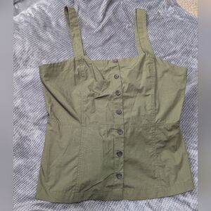 Banana Republic Olive Green Button-Up Women's Top Sz: 14 NWOT
